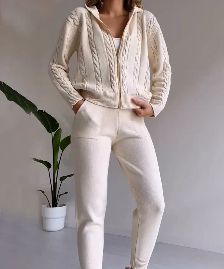 Linda Two-piece set casual jacquard knit sweater