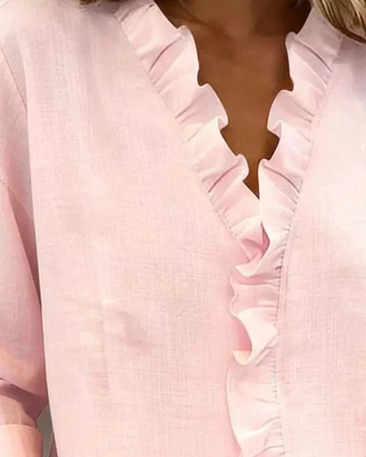 Amelie | Lightweight Ruffled V-Neck Blouse