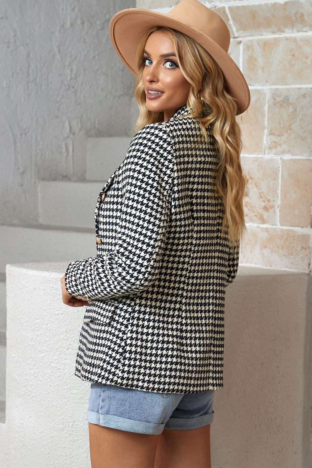 Athena | Women's Double-Breasted Houndstooth Blazer