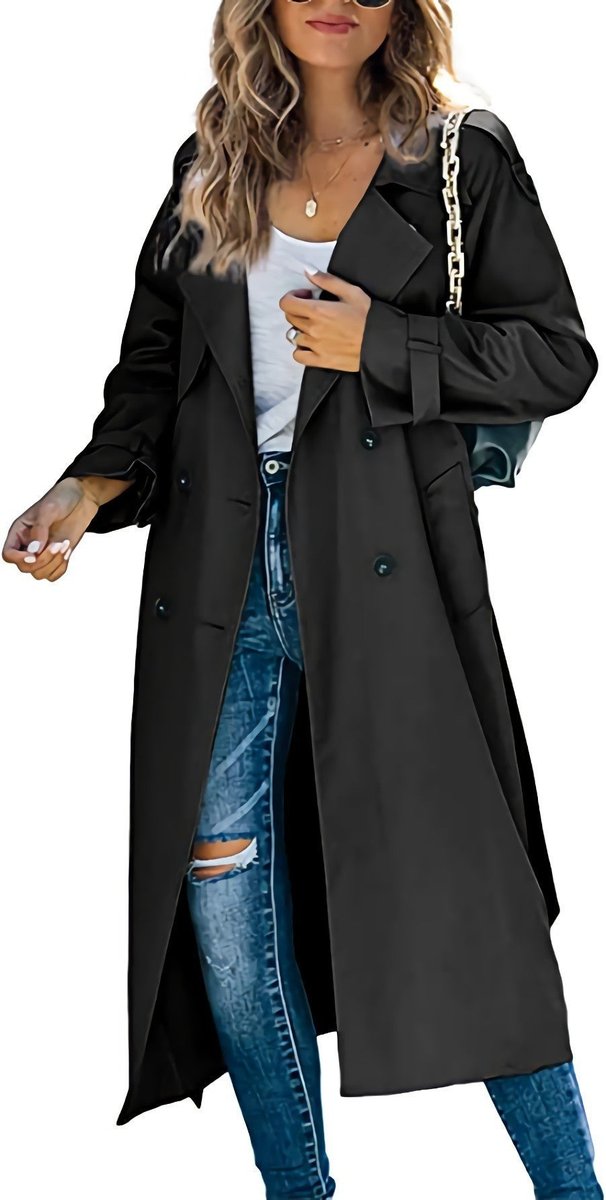 Samantha | Women's Oversized Double-Breasted Trench Coat with Tie Belt