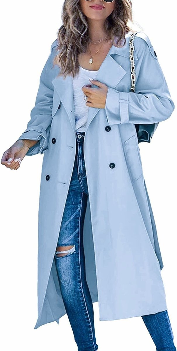 Samantha | Women's Oversized Double-Breasted Trench Coat with Tie Belt