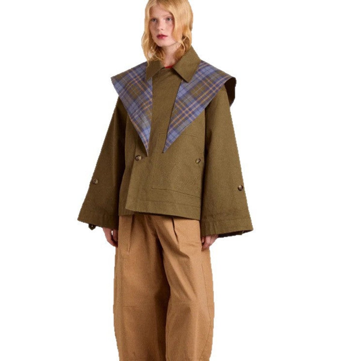 Ashley | Women's Oversized Double-Breasted Trench Coat with Checked Lining
