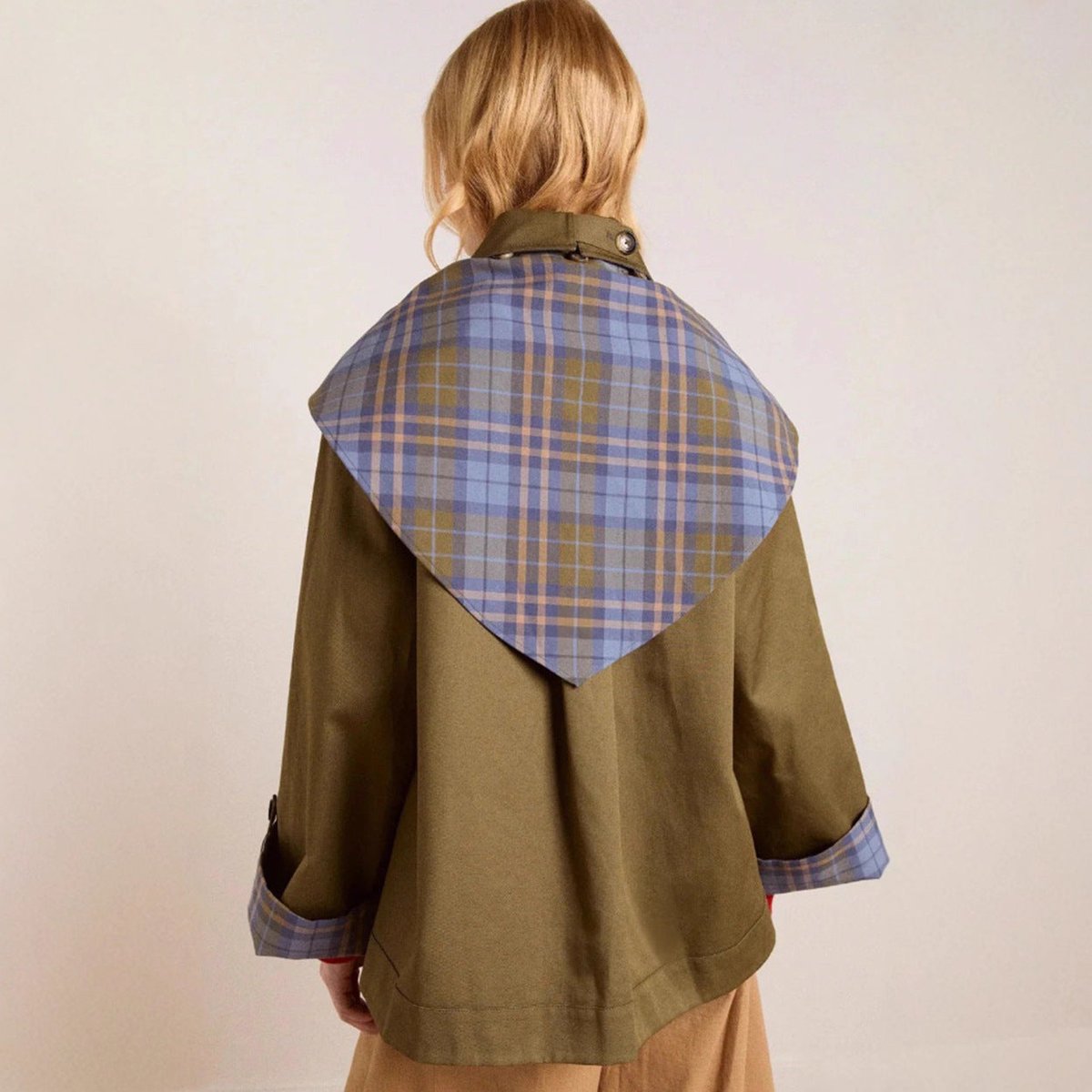 Ashley | Women's Oversized Double-Breasted Trench Coat with Checked Lining