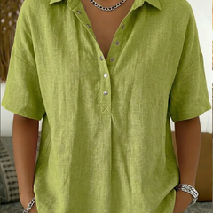 Imogen collared button-front blouse in Green