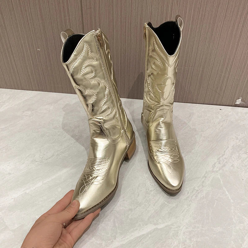 Jessica | Women's Embroidered Mid-Calf Cowboy Boots