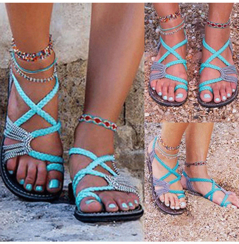 Palm Leaf Flat Sandals