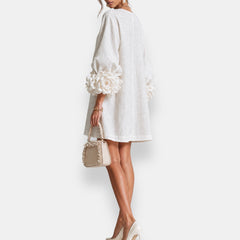 Rosamund Rosette Sleeve Shift Dress in Ivory – alternate view
