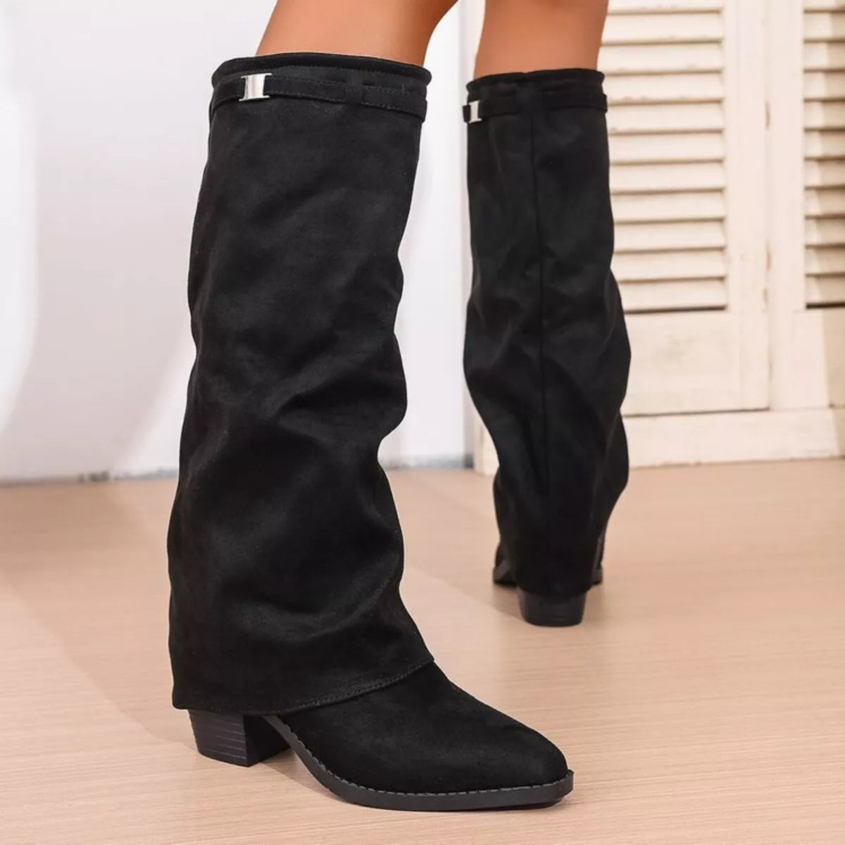 Sloane | Women's Mid Calf Slouch Block Heel Boots