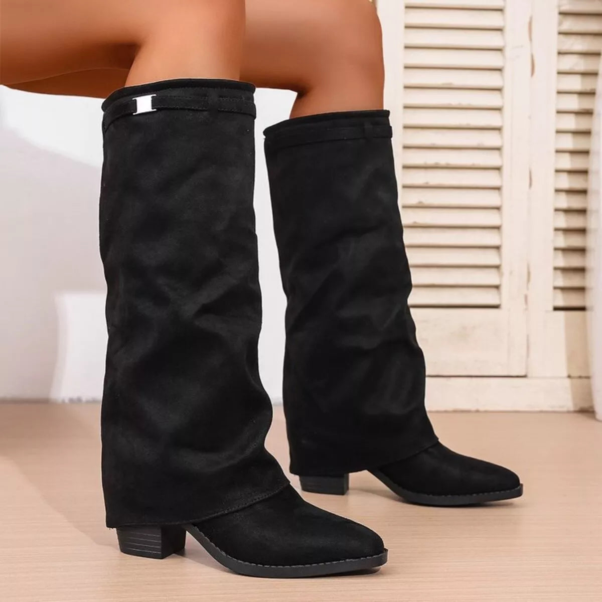 Sloane | Women's Mid Calf Slouch Block Heel Boots