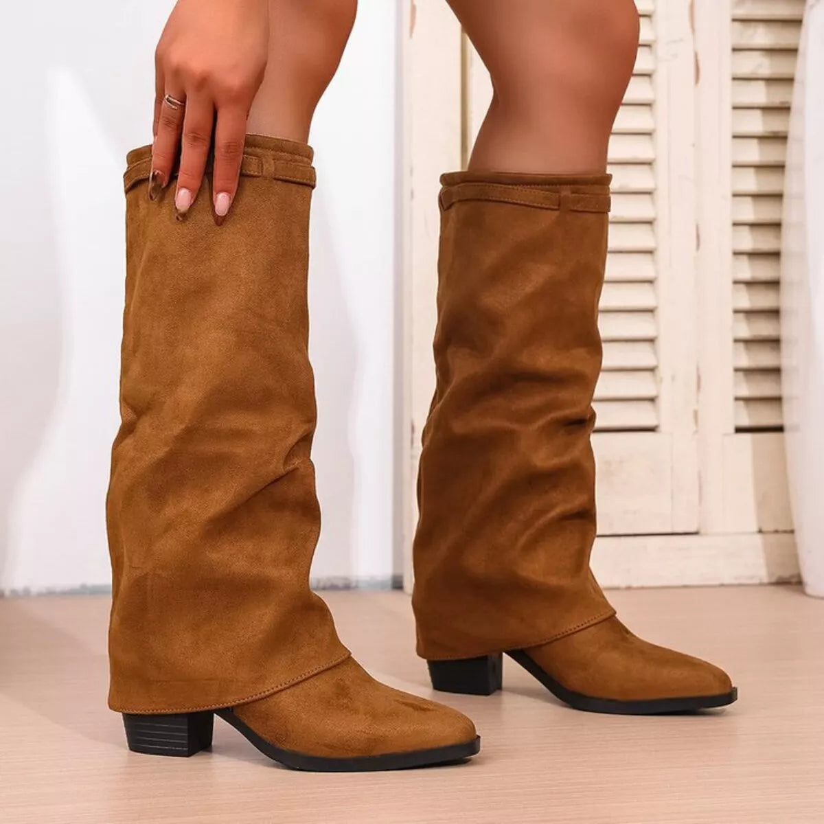 Sloane | Women's Mid Calf Slouch Block Heel Boots